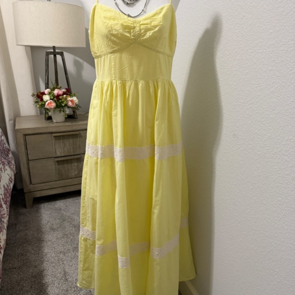 Jason Wu Yellow Lace Trim Midi Sundress – Size 6 - Picture 2 of 5